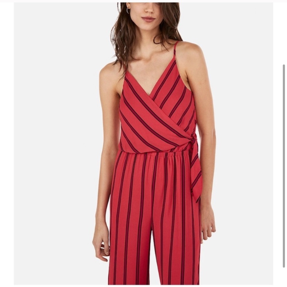 Express red stripe jumpsuit